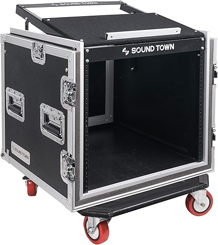 Miniatura 14 de Sound Town Shock Mount 12U ATA Rack Case con 21" de profundidad y ruedas, tamaño de 12 espacios - Grado Pro Tour (STRC-SP12UW)