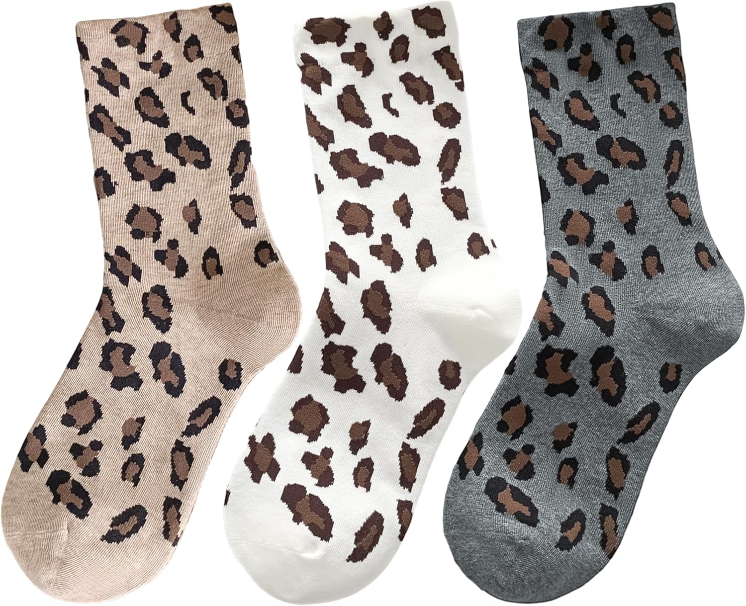 Women's Leopard Animal Cheetah Print Crew Ankle Cotton Socks Size 5-9