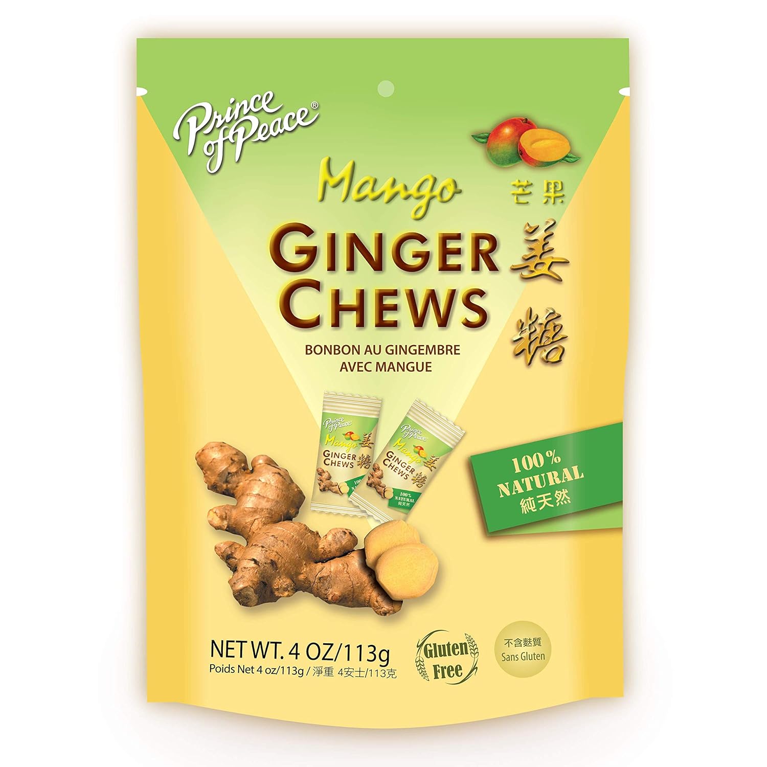 Prince of Peace Ginger Chews With Mango, 4 oz. Candied