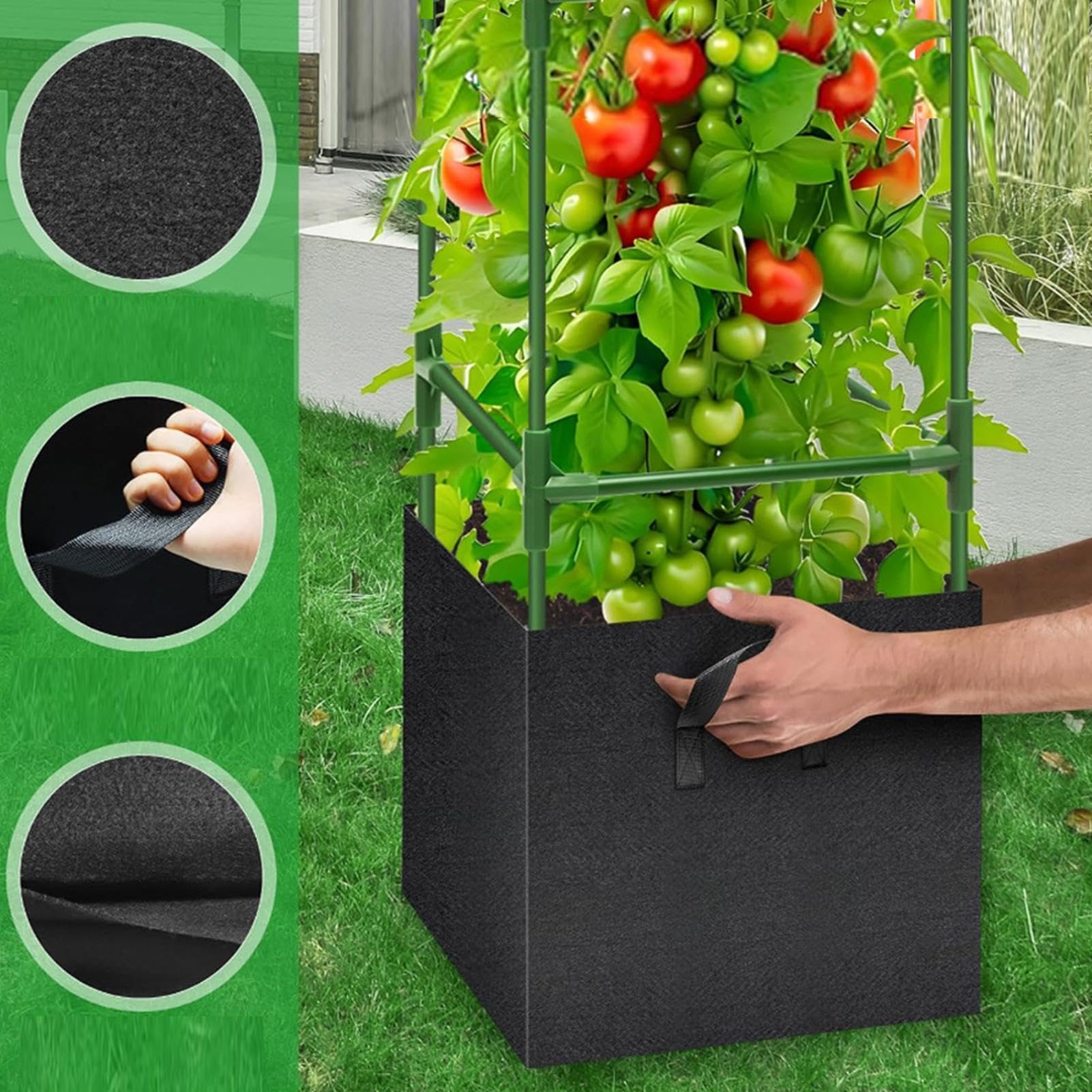 Generisch Tomatenkäfig - Hohe Rankkletterhilfe, 3 Stück - Tomaten-Rankhilfe für Hochbeet,Für Gurken, Paprika, Auberginen Und Auf Terrasse, Garten, Hochbeet