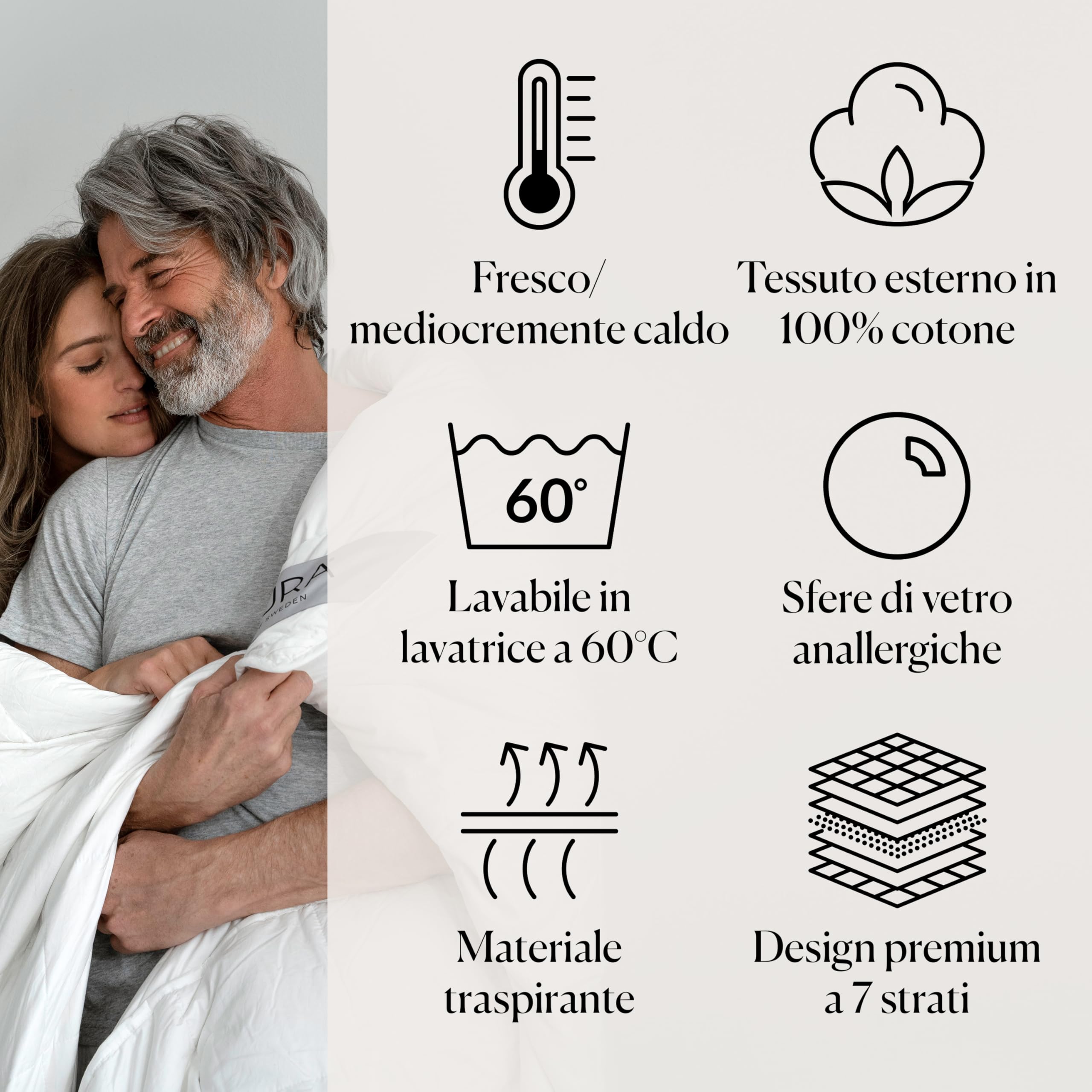 CURA Pearl Classic Coperta ponderata 150x210 9kg - Coperta Antistress - Coperta pesante per un sonno profondo e un riposo migliore - Coperta cotone ponderata 100% - Weighted blanket