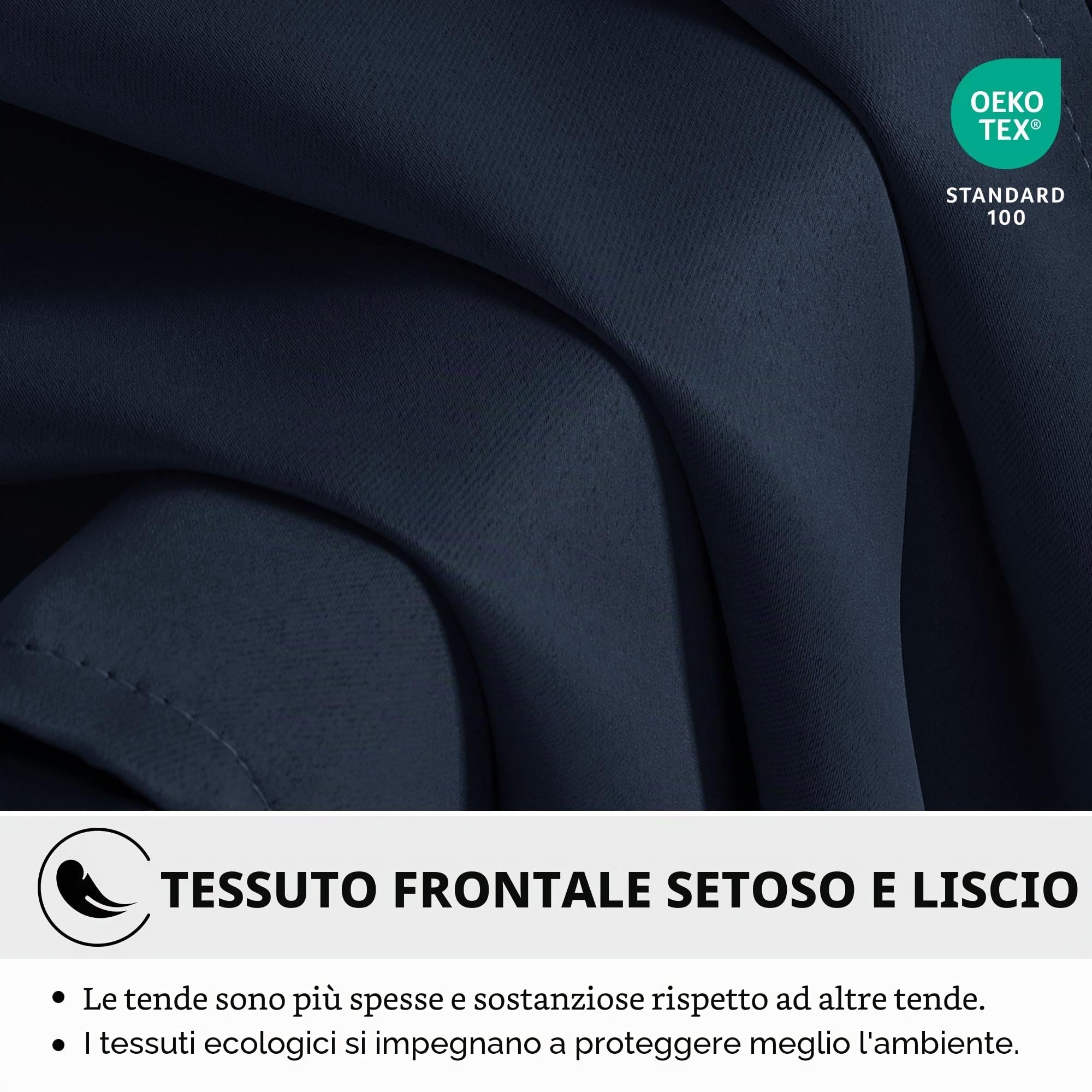 Deconovo Tenda Oscurante Termica con Occhielli – Pesante, Doppio Strato Isolante per Freddo e Caldo, Antivento, per Finestre e Porte, 300x260 cm, Blu Navy Retro Bianco, 1 Pannello