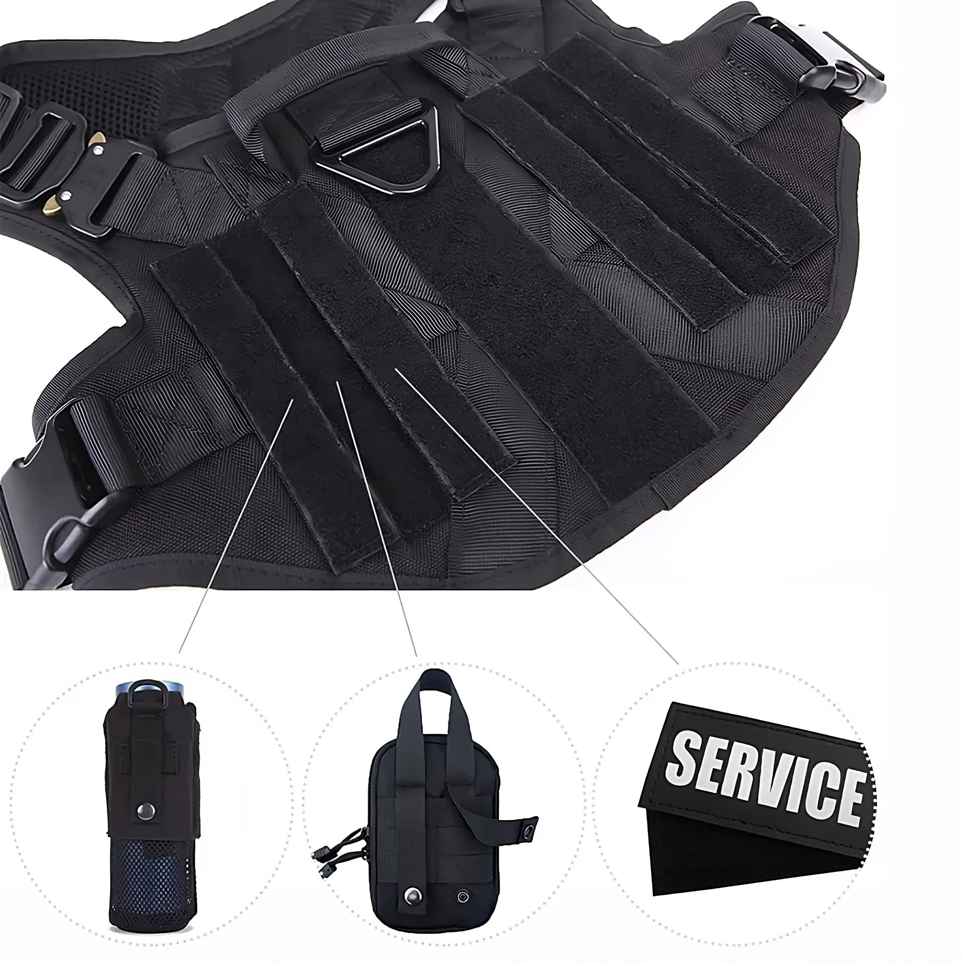Special Force - Arnés táctico para perros medianos y grandes con asa, arnés de seguridad ajustable acolchado (verde oscuro, XL)