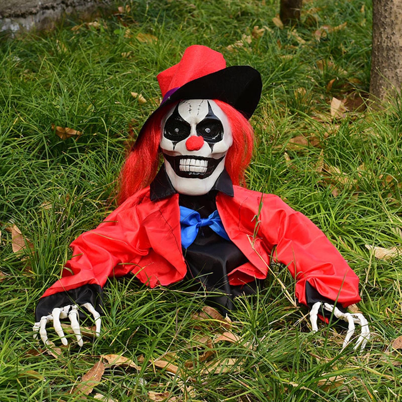 Halloween Ground with LED Light-Up Eyes - 27.5 Inch Halloween Scary Ground Breaker Animated Halloween Prop for Halloween Outdoor Yard Decor