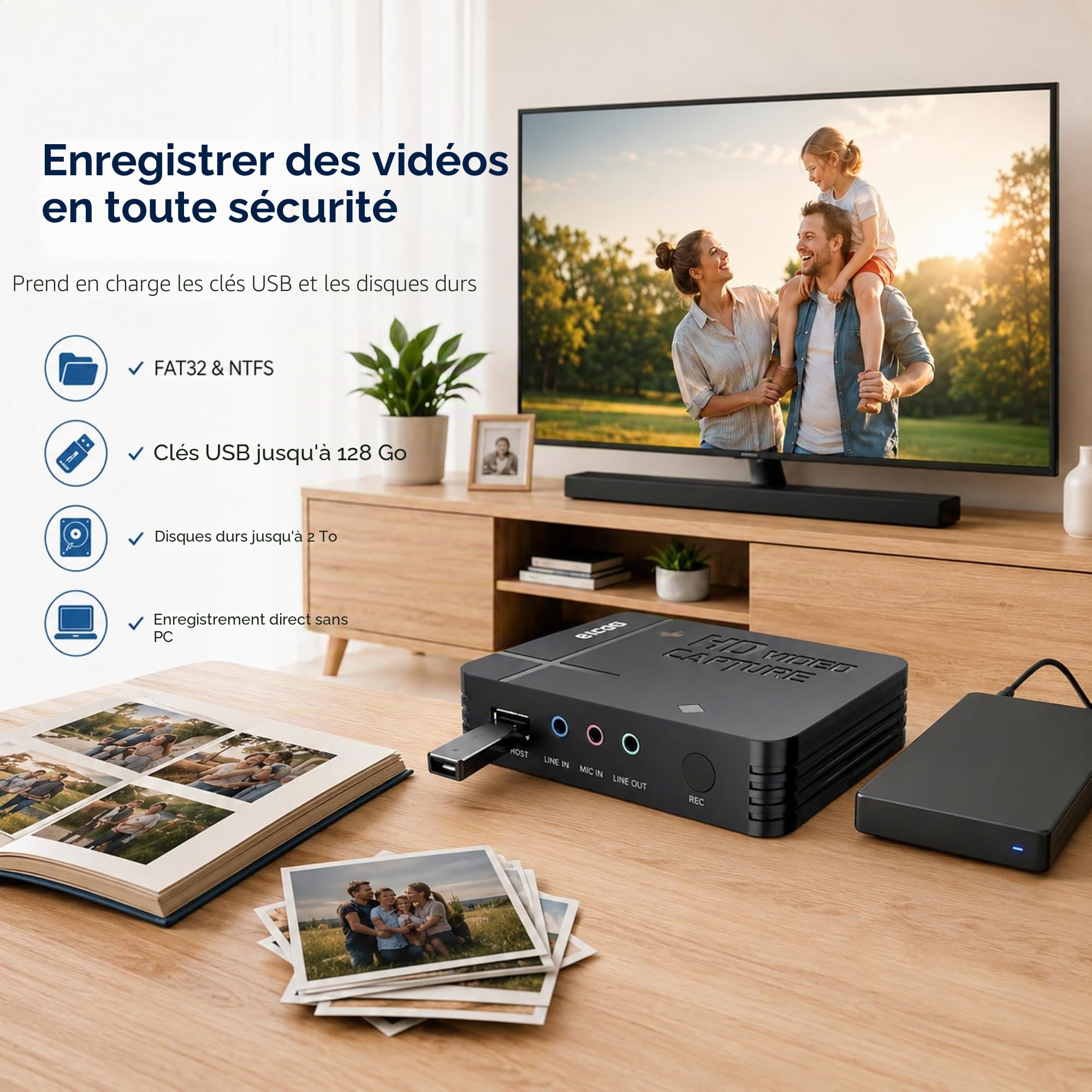 A32DS Enregistreur de jeu vidéo HD 1080p professionnel HDMI/AV Enregistreur TV, carte de capture Switch Video Grabber Streaming Accessoires