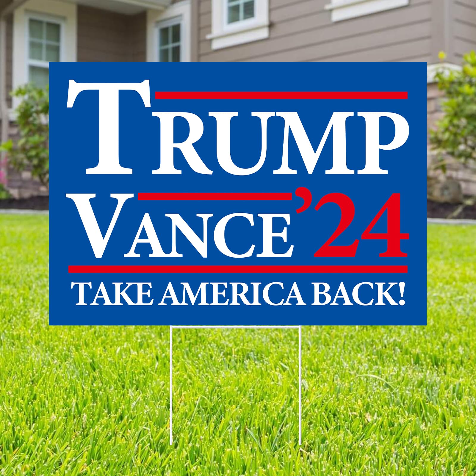 Probsin Trump Vance 2024 Yard Sign Double Sided 12" x 17" Trump Vance'24 Make America Great Again Signs Voted for Trump Vance Outdoor Decorations for Lawn, Garden, Window, Party Supplies (Blue)