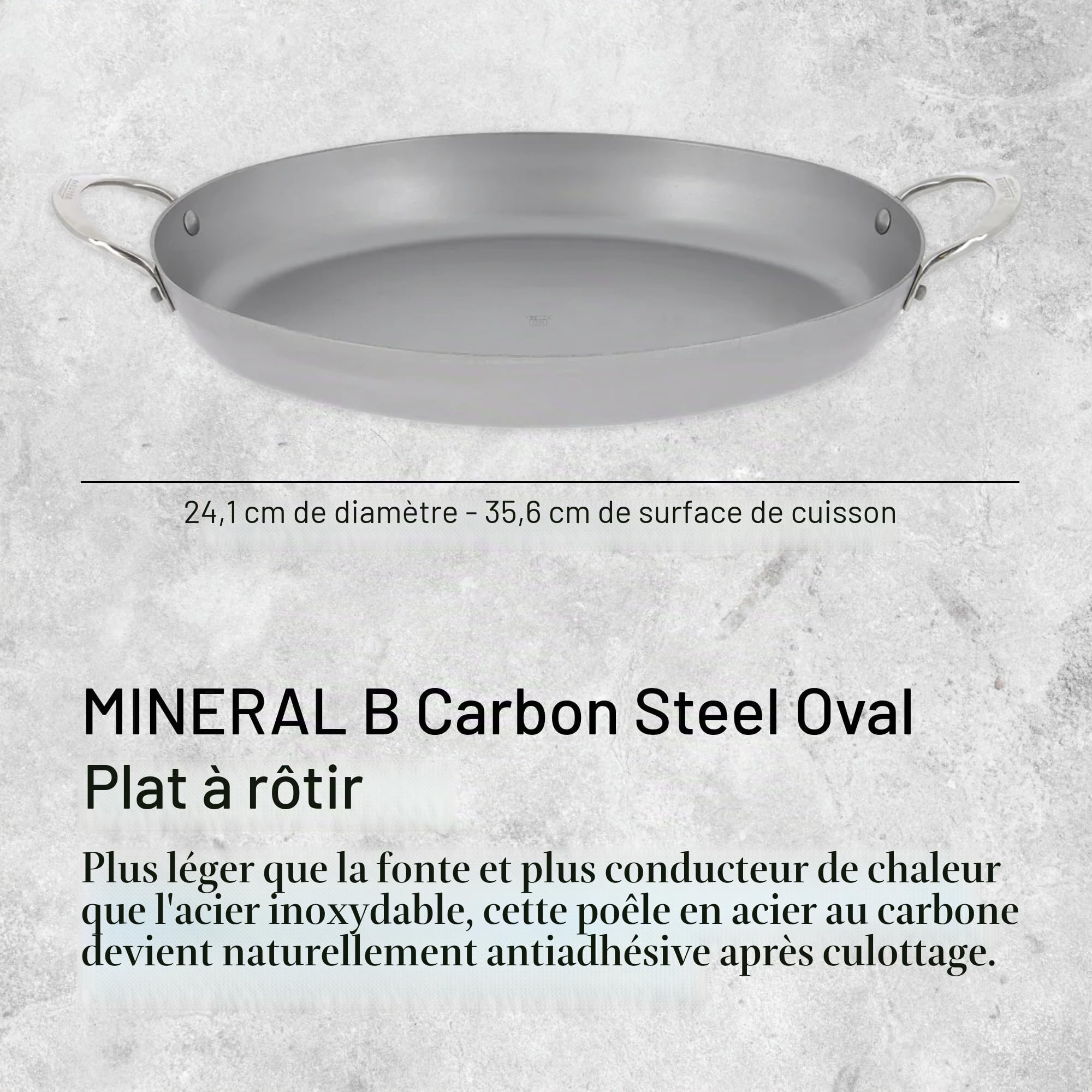 DE BUYER -5651.36 -plat ovale 2 anses mineral b elemnt 36cm