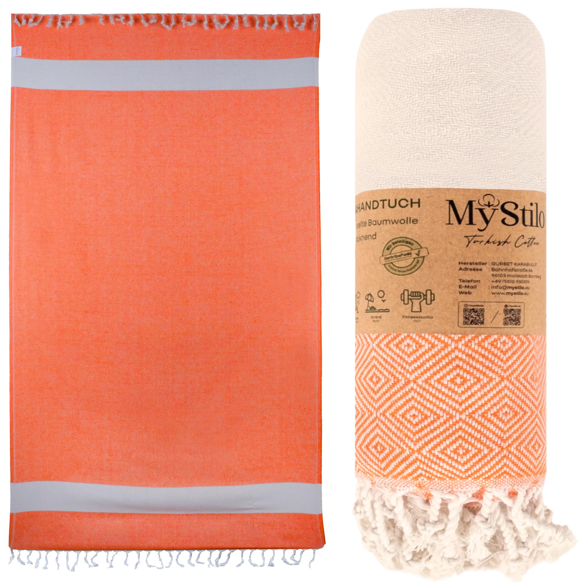 MyStilo Strandtuch Saunahandtuch XXL - Dickes, Weiches Badetuch 100x200cm, Schnelltrocknend - Premium Hamamtuch mit Diamantmuster für Männer, Frauen