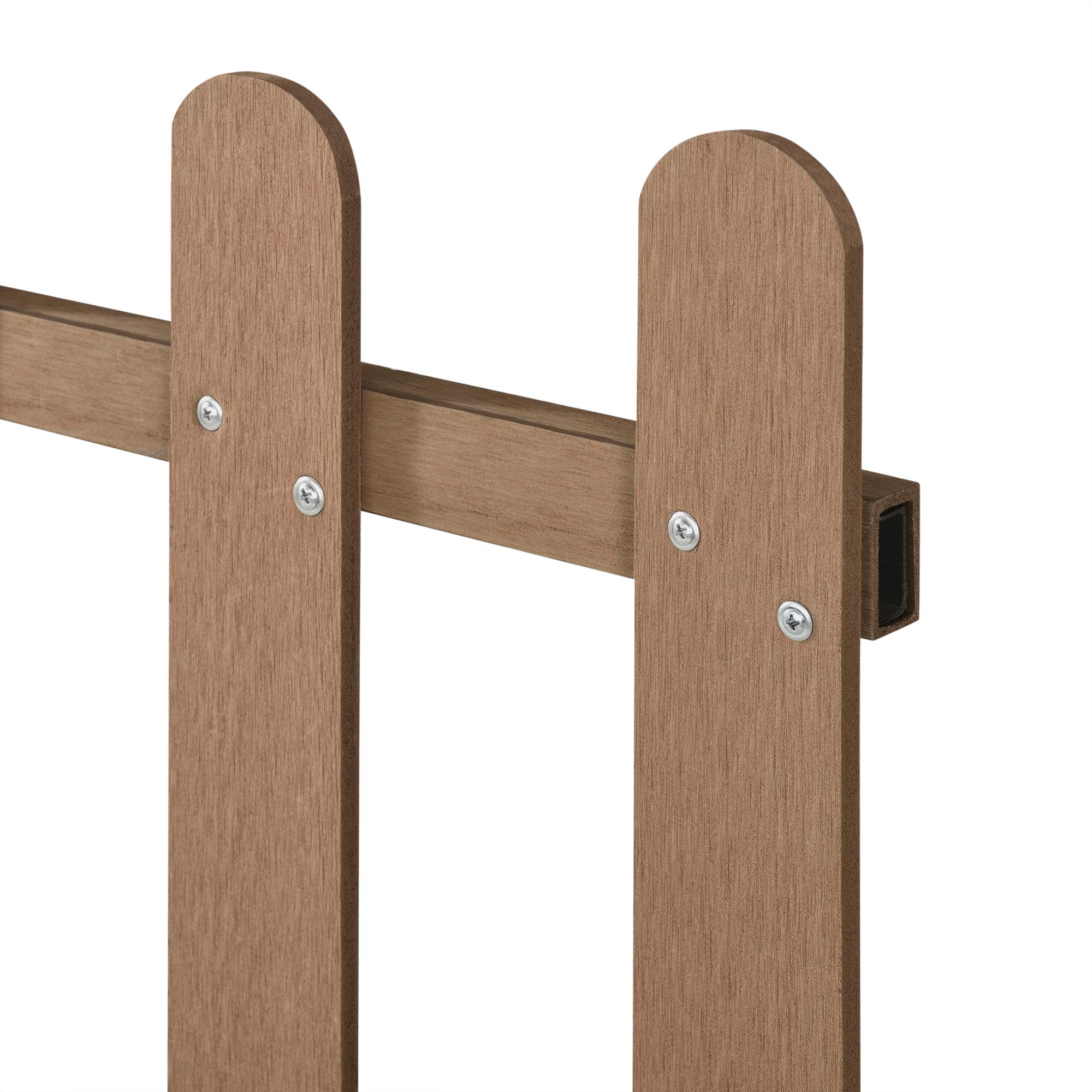 NEU.HOLZ Steccato per Giardino Recinzione a 12 Doghe Verticali in WPC Staccionata in Legno Composito 200 x 60 cm per Orto Aiuola - Marrone