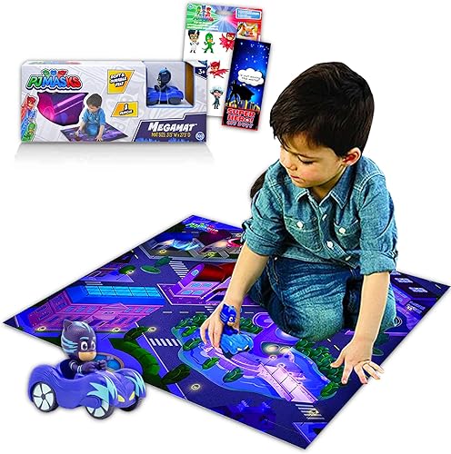 Mega Mat con juego de vehículos - Paquete de tapete de juego, calcomanías y más (alfombrillas de juego J)