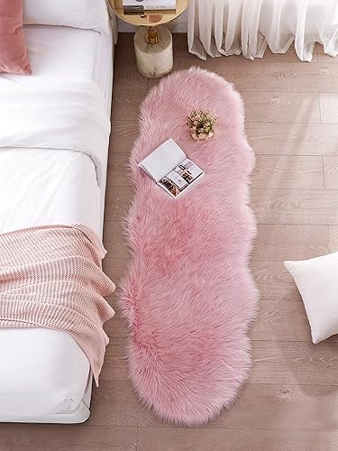 Miniatura 81 de SERISSA Alfombra suave y esponjosa de piel de oveja sintética, color beige, alfombra lanuda para el suelo del dormitorio, alfombra mullida
