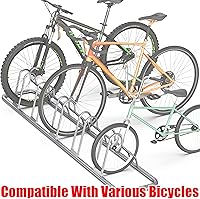 Vista 2 de Simple Houseware - Soporte de almacenamiento ajustable para 5 bicicletas, aparcamiento para suelo, color plateado