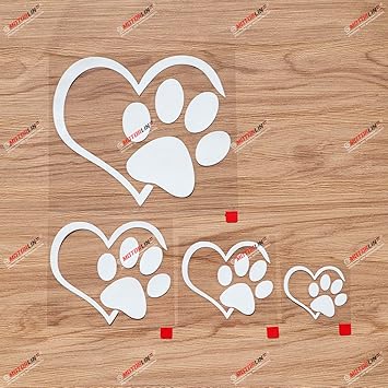 Amazon Co Jp 犬の足跡プリント 子犬 愛 ハート デカール ビニールステッカー 4パック ホワイト 2インチ 3インチ 4インチ 6インチ ダイカット背景なし 車 ボート ノートパソコン カップ電話 パソコン 周辺機器