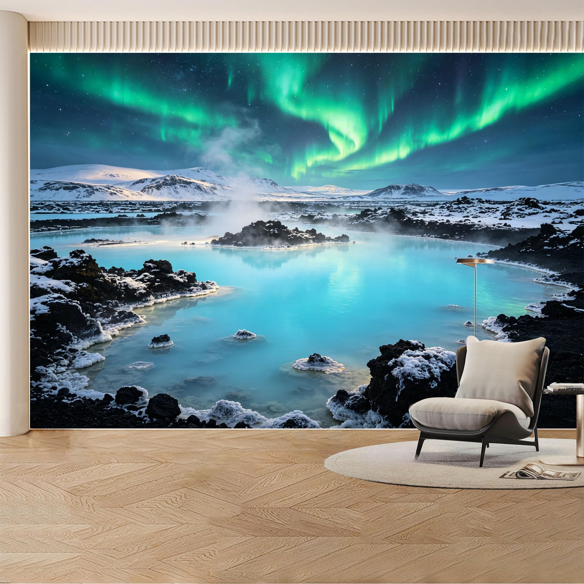 Kayorowalls Bh20260620049 Custom Wall Mural Wallpaper Aurora Borealis Mountain Landscape Nature 3D Effect Wall Decor Nordic Misty Removable Selfadhesive Large Photo For Living Room， Bedroom， Office