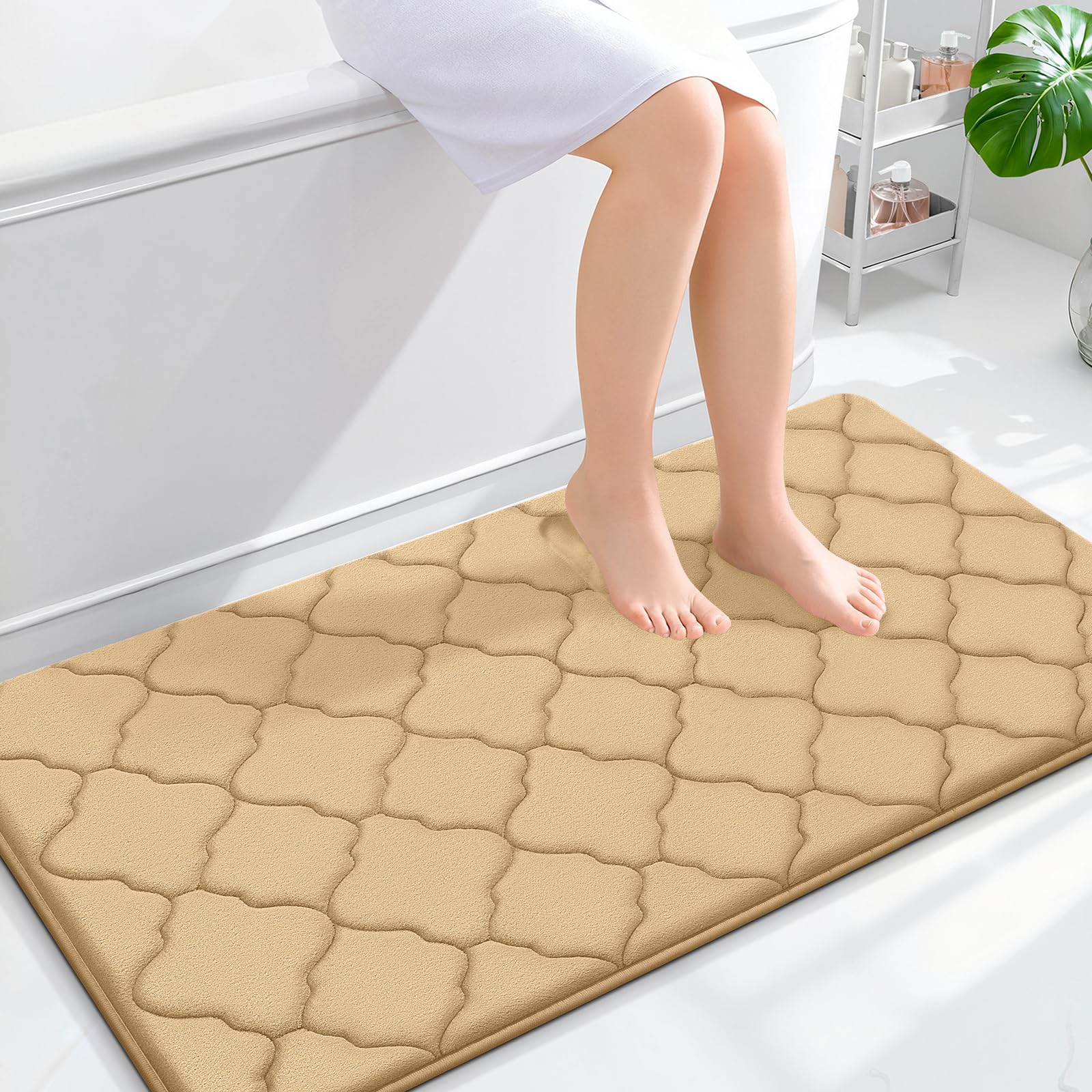 OLANLY Memory Foam Bath Mat Rug 44x24, Ultra Soft and Absorbent Bathroom Rugs, Non-Slip, Comfortable, Machine Washable Bath Carpet for Bathroom Floor,