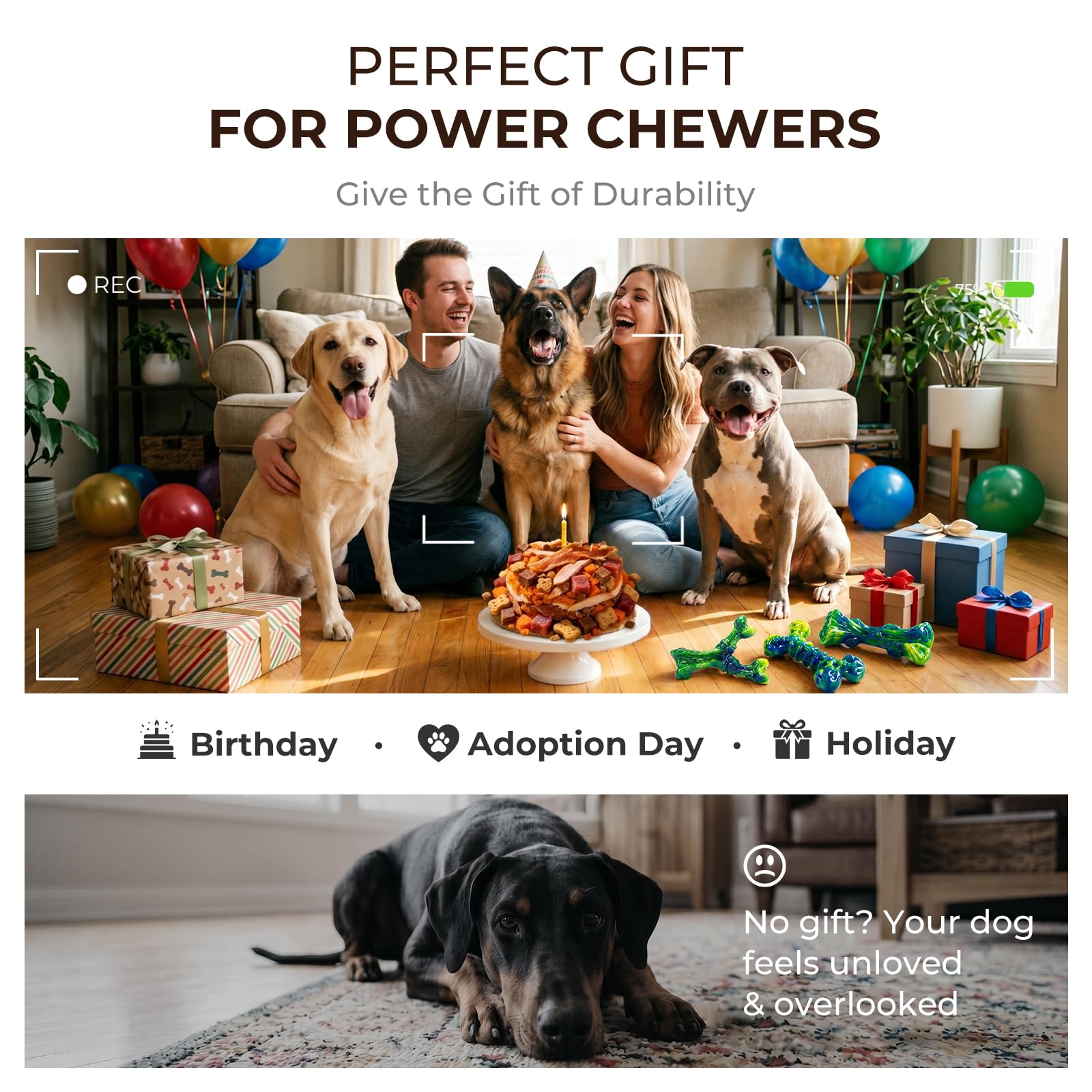 Kseroo Jouets à mâcher indestructibles pour chiens agressifs : lot de 3 os à mâcher en nylon au beurre d'arachide pour chiens de taille moyenne et grande de 11,3 à 36,3 kg, formes difficiles à mâcher