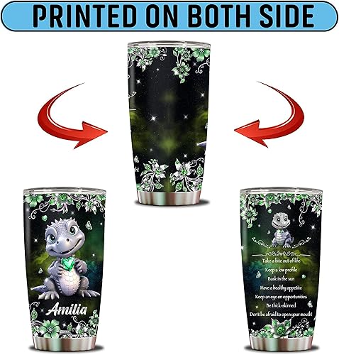 Miniatura 6 de Regalo personalizado de cocodrilo para mujer, taza de café aislada de acero inoxidable de 20 onzas, botella de agua con tapa para mamá, hija,