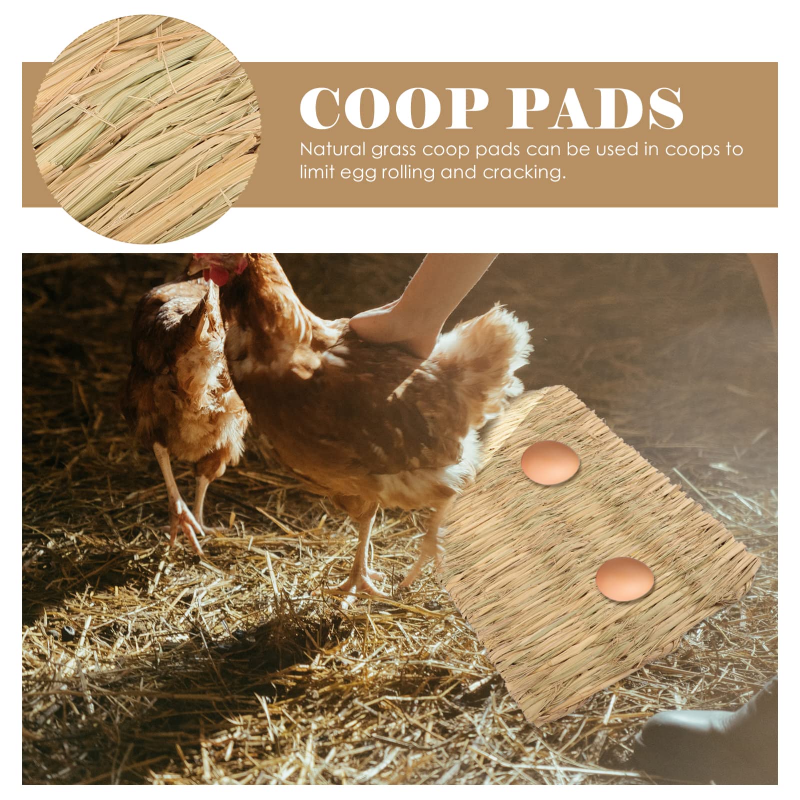 Happyyami 6pièces Tapis Gazon Naturel pour Poulailler Coussins pour Pondoirs Tapis de Nidification Herbe pour Lapins et Petits Animaux