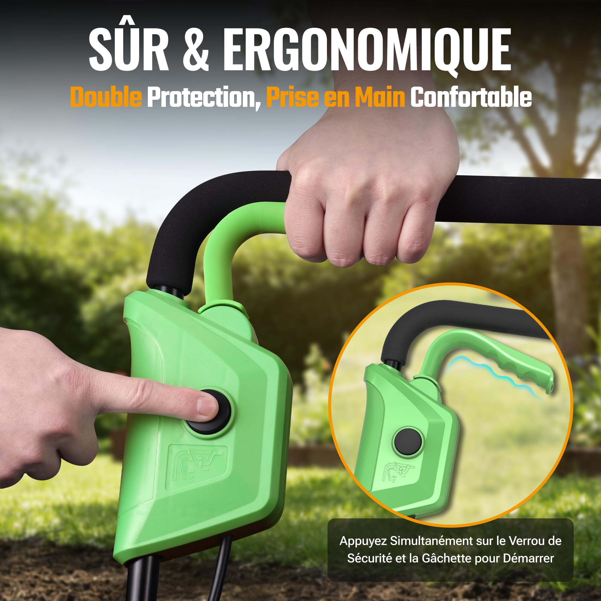 WORKPROX Motobineuse Électrique sans Fil 40V, Largeur 30 cm, Profondeur 20 cm, Batteries 2×4000 mAh, Guidon Pliable, Roues 4 Positions, Compacte et Silencieuse pour Jardin, Potager et Verger