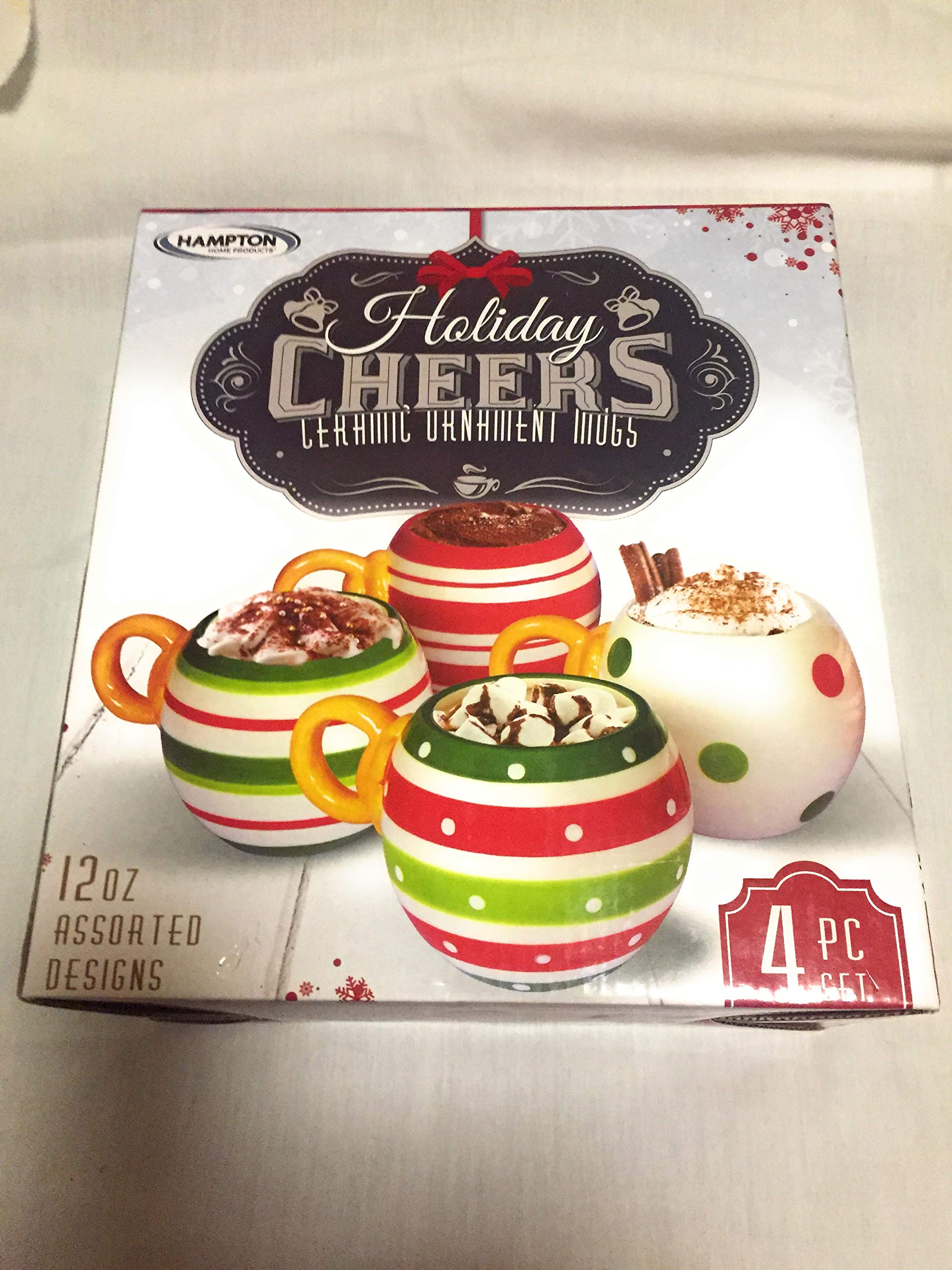 holiday cheers ceramic ornament mugs 4 pc set
