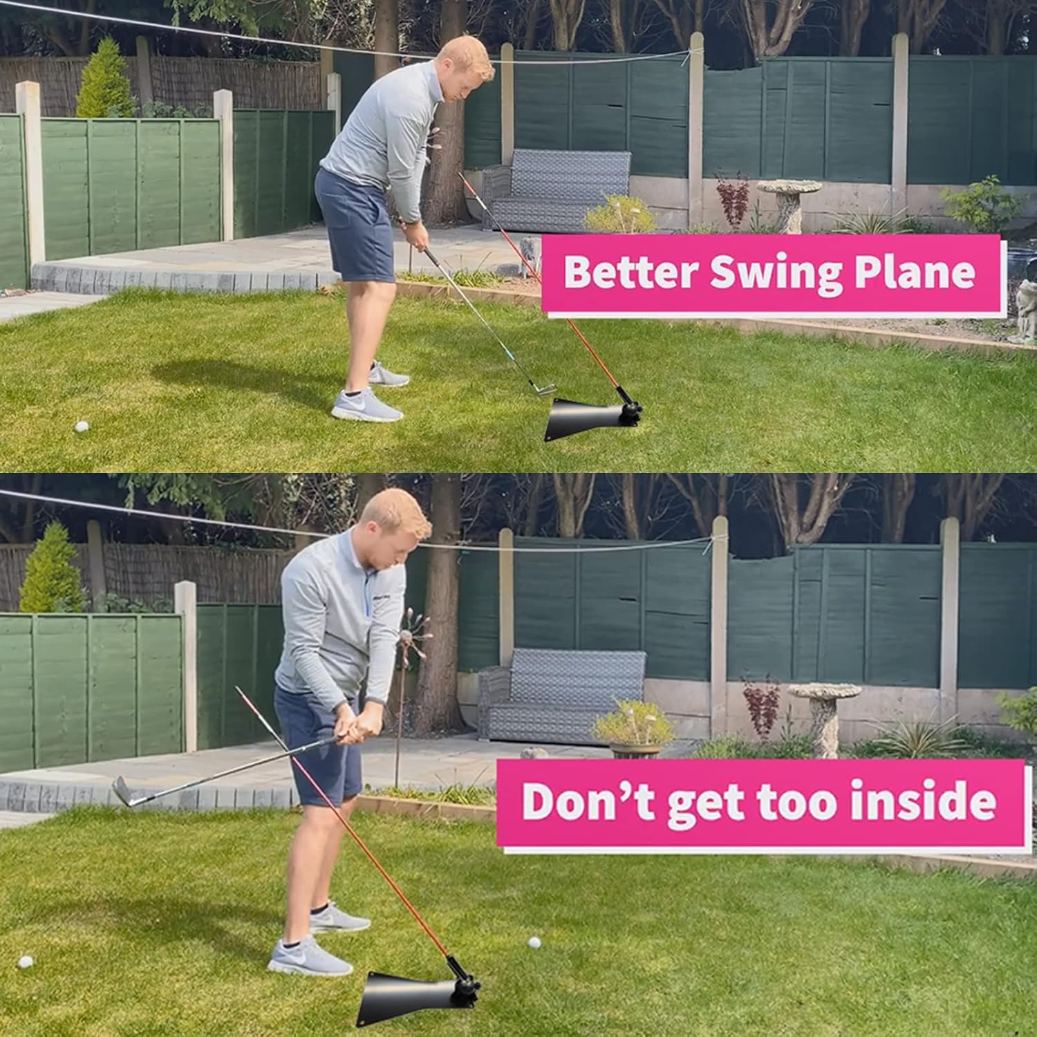 Golf Swing Plane Trainer Perfector Plate Ajustable Orientación Stick Rods Base Ayuda de Entrenamiento para Hombres Mujeres Interior Exterior Zona de Conducción o Esterilla Ejercicio