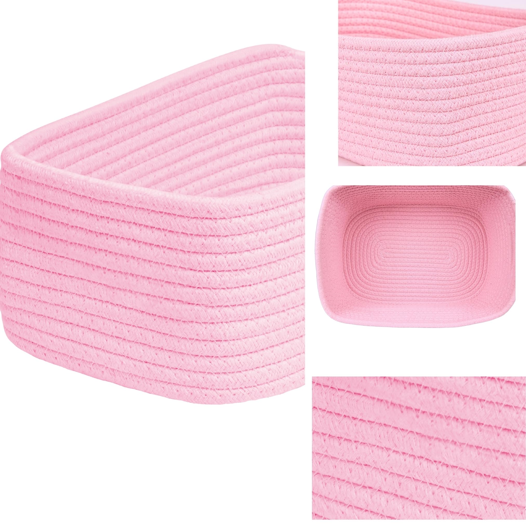 QFLQFL Small Woven Storage Basket,Medium Storage Baskets,Mini Cotton Rope Basket,For Shelves,Nursery,Office,Bathroom,And More–Perfect For Organizing&Décor