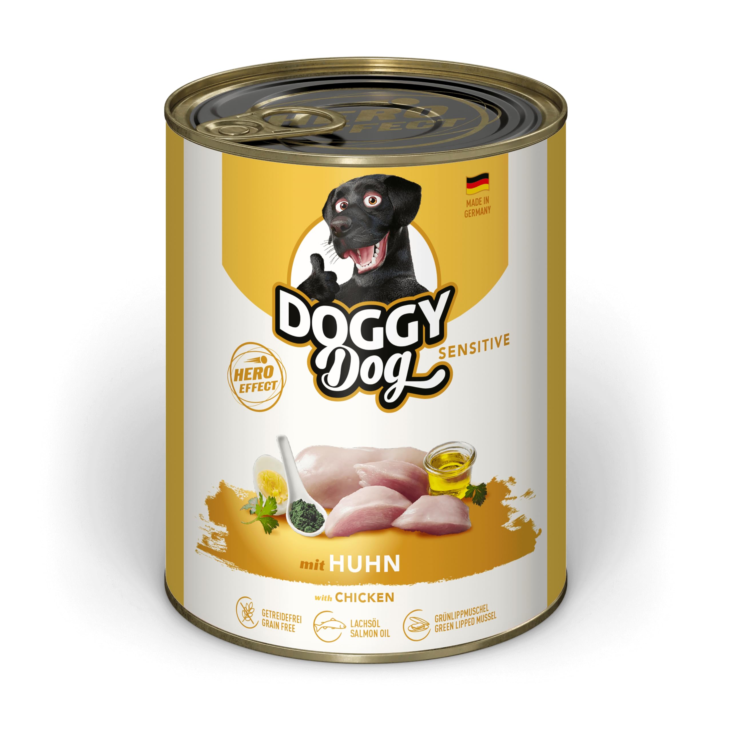 Doggy Dog Paté Mix 2, 6 x 800 g, Nourriture Humide pour Chien, dans Un Paquet d'essai, Nourriture pour Chien sans céréales, avec Huile de Saumon et Moule aux orles Vertes, Aliment Complet à Haute