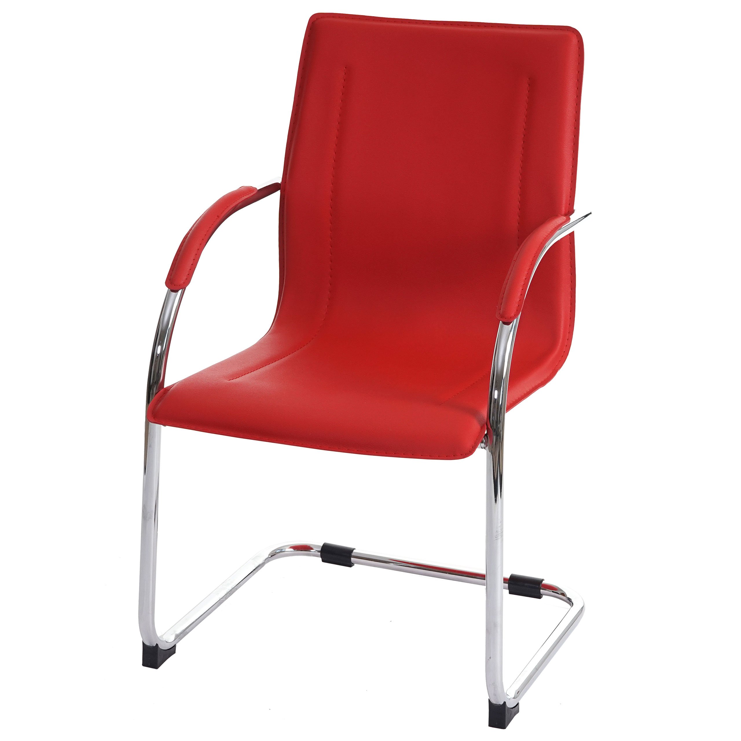 Mendler Set 2X sedie Ufficio Sala Attesa Studio a Slitta Samara Acciaio 56x56x93cm - Rosso