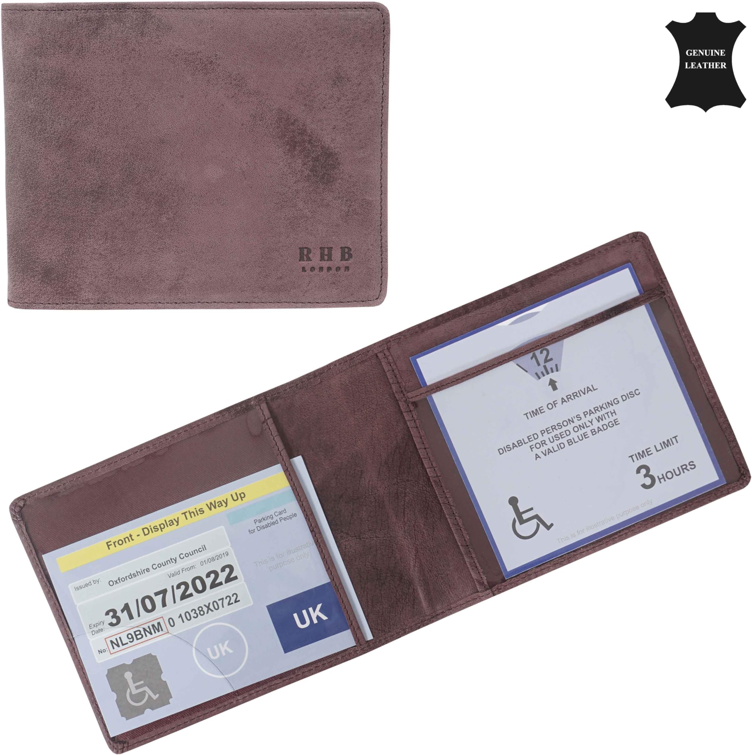 RHB Genuine Leather Disabled Blue Badge Holder with Timer Wallet