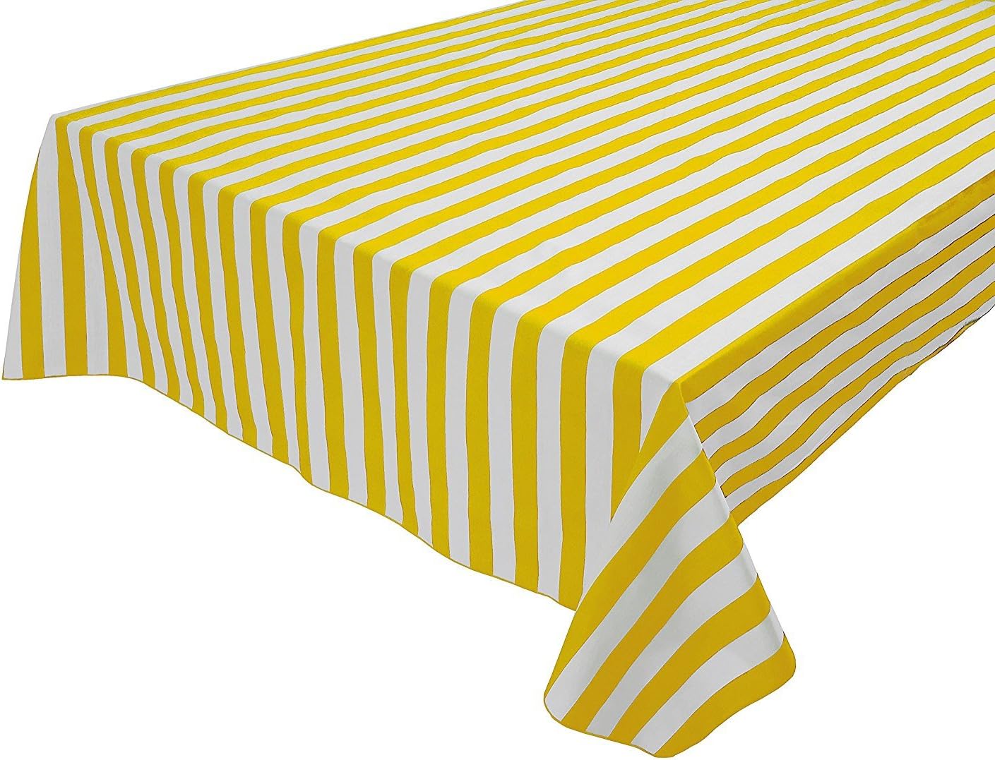 lovemyfabric Cotton 1 Inch Striped Tablecloth for Wedding/Bridal Shower, Birthdays/Baby Shower, Special Events (58"X84", Yellow &White)