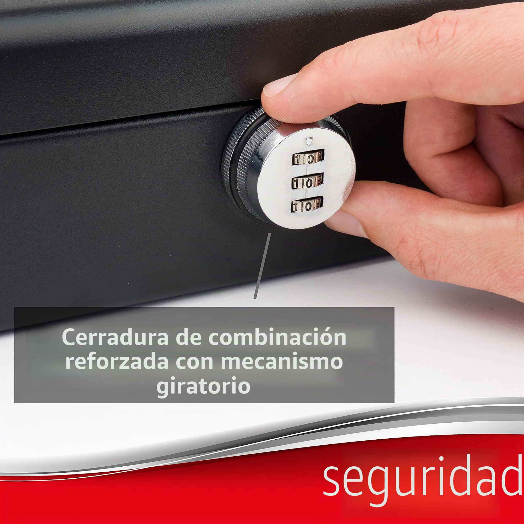 Caja de caudales Sax con cerradura de combinación, cerradura extra fuerte, 25 x 18 x 9cm, Grande, Caja de caudales de seguridad negra