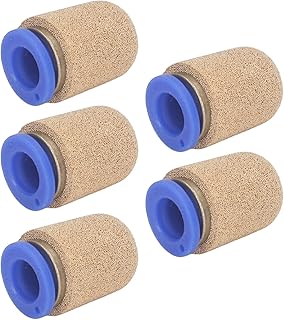 5 PCS Brass Pneumatic Exhaust Muffler, 0.84in External Diameter Round Brass Pneumatic Exhaust Muffler, 1.0Mpa Efficient Noise Reduction Silencer Brass Pneumatic Exhaust for 30DB