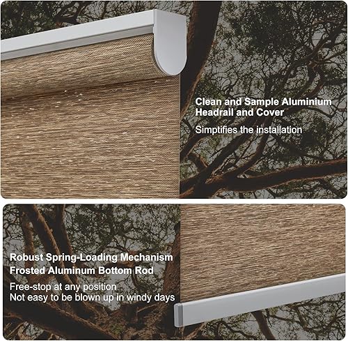 Miniatura 2 de Tonature Persianas enrollables sin cordones de tejido natural, persianas de ventana para el hogar, cortinas enrollables para oscurecer la