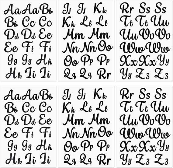 6 Sheet Ironon Letters Upper and Lower Ironon Alphabet