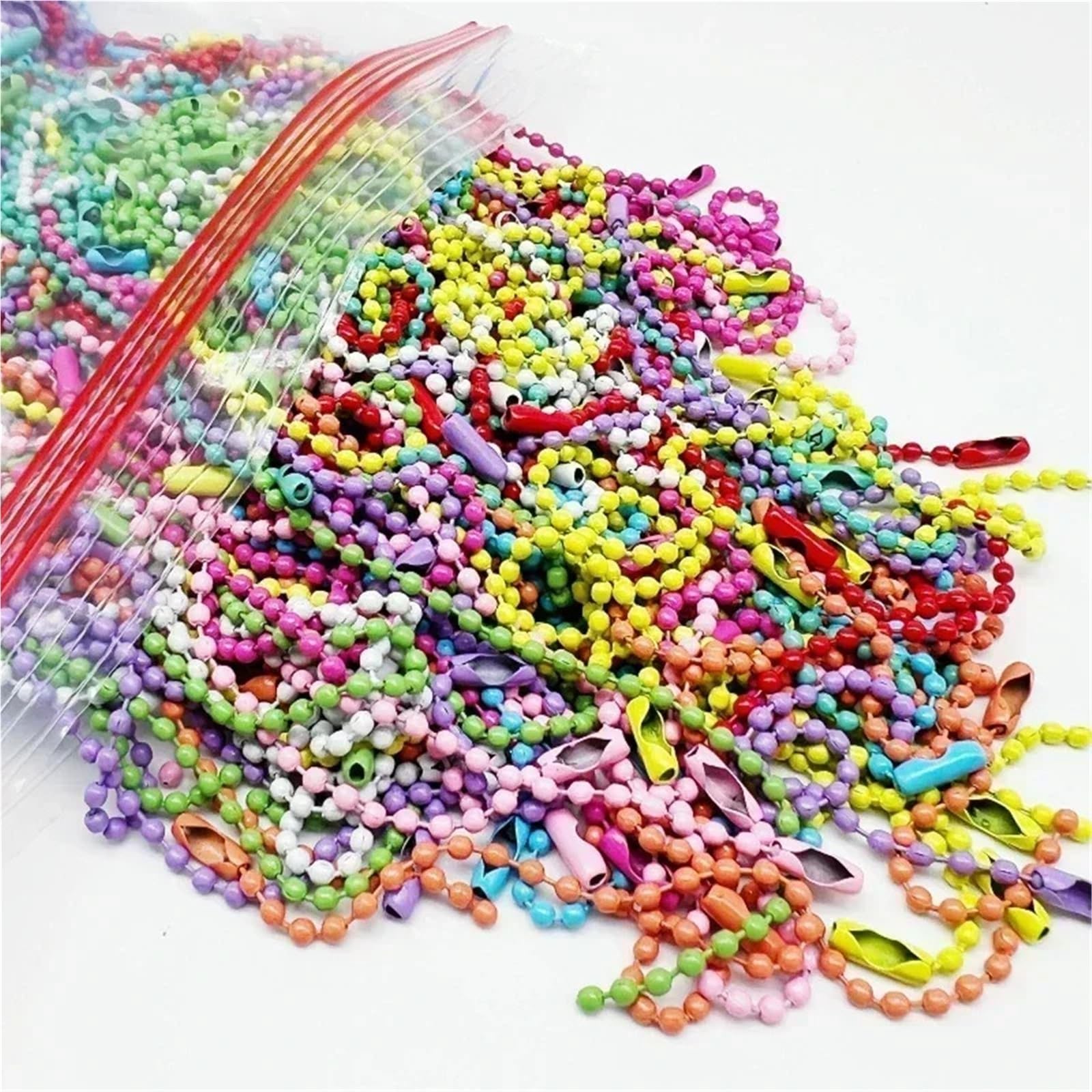 Łańcuszek kulkowy, 500 sztuk breloczek/lalki/etykieta ręczna etykieta złącze dla DIY bransoletka tworzenia biżuterii akcesoria do łańcuszka przywieszek(Colorful)