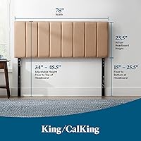 Vista 95 de LUCID - Cabecera tapizada de altura media, capitoné de diamantes, acolchado poliéster, altura ajustable 34 a 46 in, fácil montaje compatible
