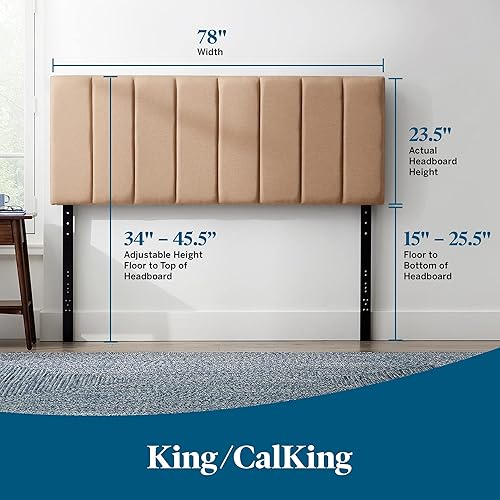Miniatura 60 de LUCID - Cabecera tapizada de altura media, capitoné de diamantes, acolchado poliéster, altura ajustable 34 a 46 in, fácil montaje compatible