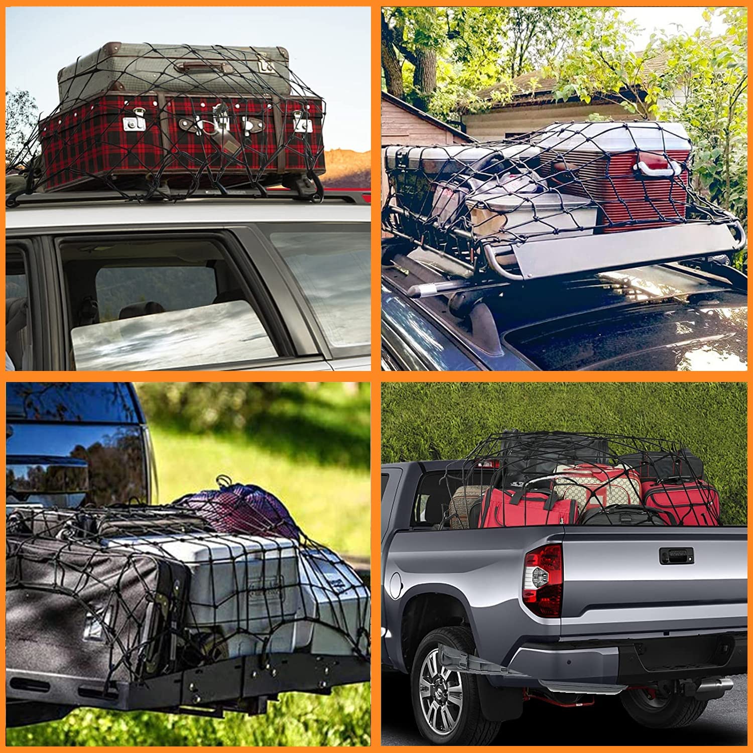 4.2' X 5.9' Bungee Cargo Net For Pickup Truck Bed Trailer SUV Roof Rack Basket E - Foto 7