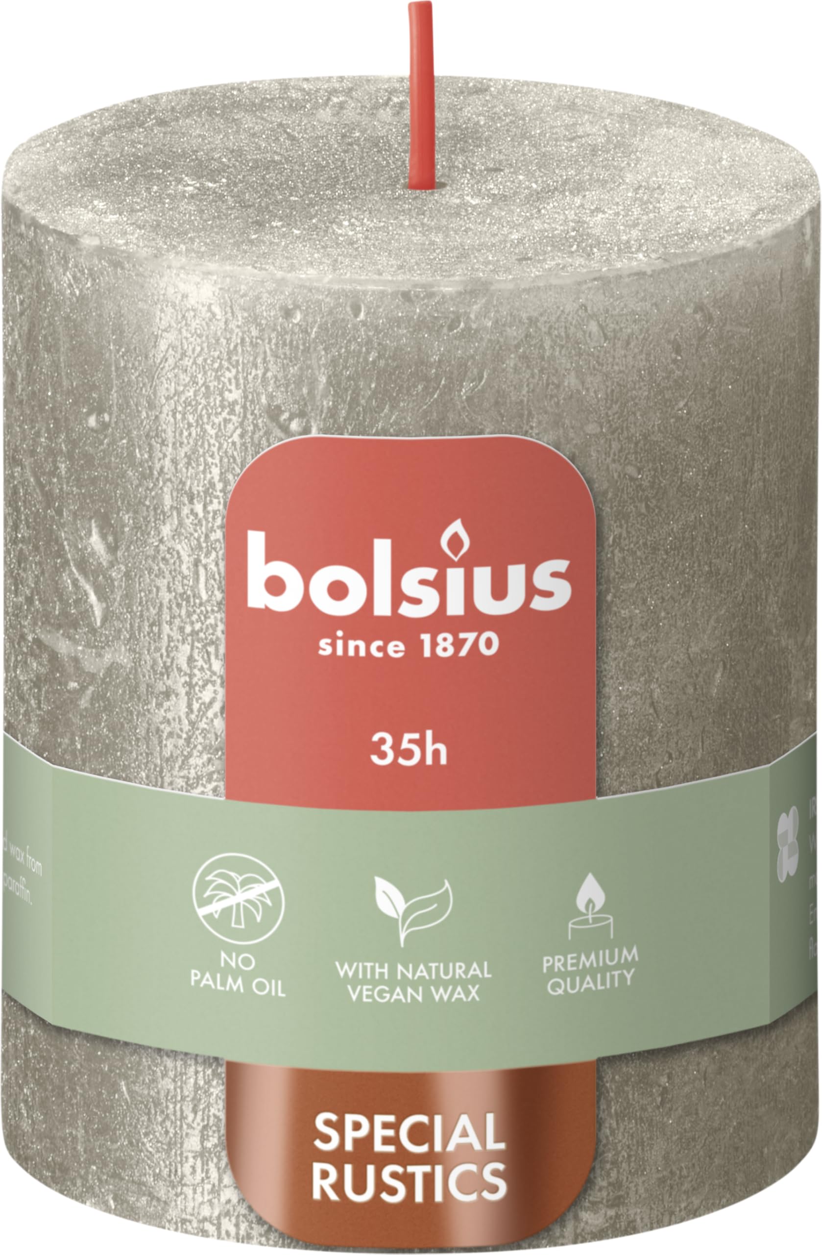 Bolsius Champagne Rustic Pillar Candles - Shimmer