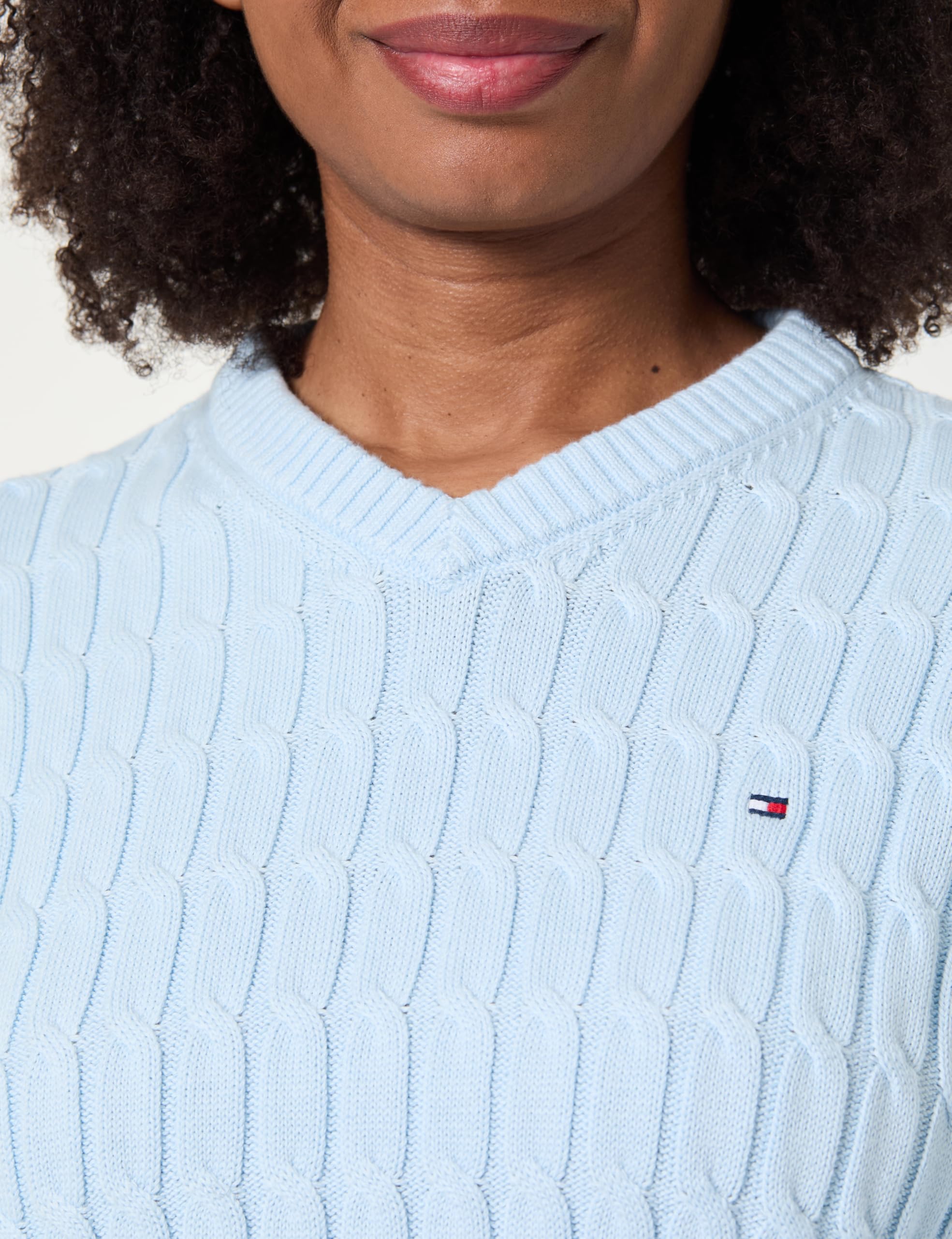 Tommy Hilfiger Damen Co Cable Mid Gg RLX Ls V-nk SWT Ww0ww48433 Pullover (1er Pack)