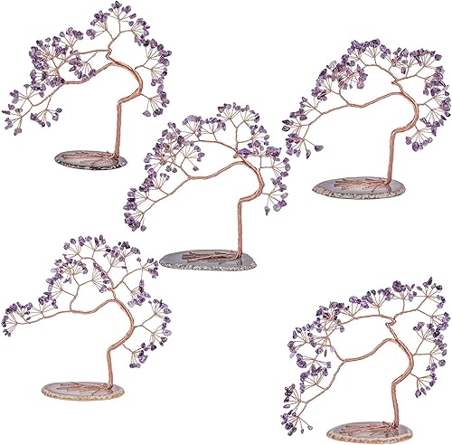 Miniatura 4 de Cheungshing Árbol de cristal natural de 7 a 8 pulgadas con base de ágata de Feng Shui de la suerte, árbol bonsái, decoración para altar sacrificial,