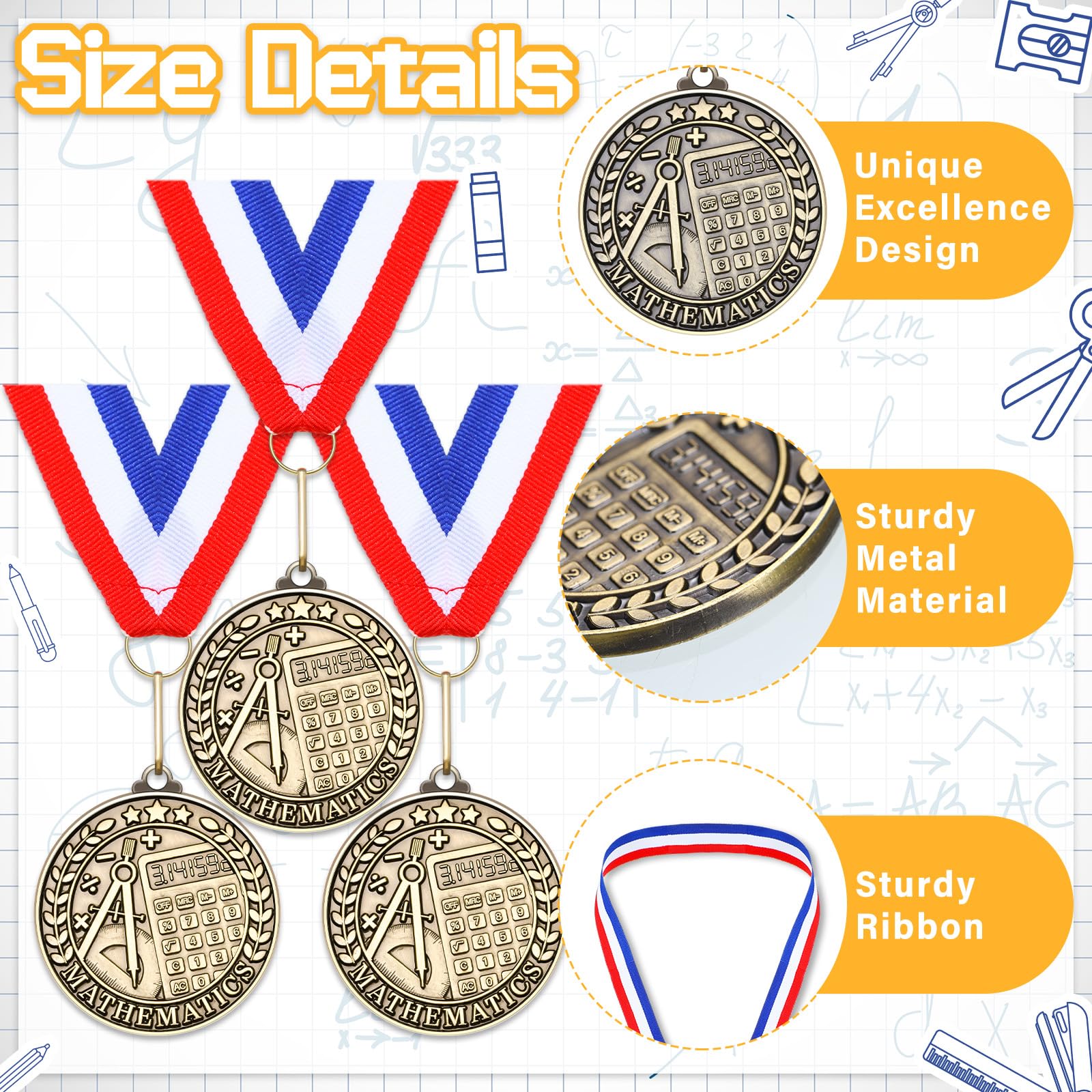 Quelay 60 Pcs Gold Award Medals with Neck Ribbons 2 Inch Winner Medals Awards Bulk Metal Trophy Award Prize Gift for Adult Competitions Education Tournaments Event