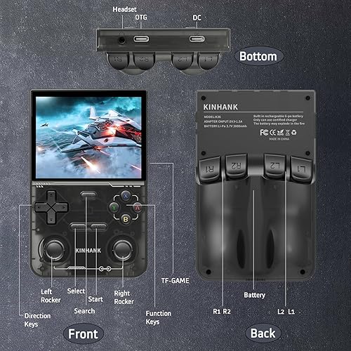 Miniatura 7 de kinhank Consola de juegos portátil retro K36, soporta más de 9000 juegos, equipada con tarjeta TF de 64G, mini consola de videojuegos retro