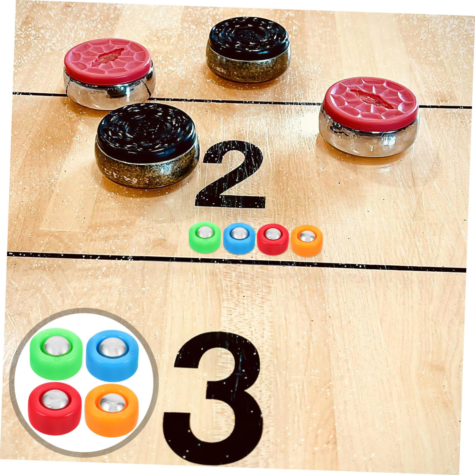 Teiliges Mini Shuffleboard Pucks Set aus Robustem Kunststoff und Metall Kompakte Curling Tischspiel Ersatzrollen für Zuhause Party Klassenzimmer und Familienunterhaltung