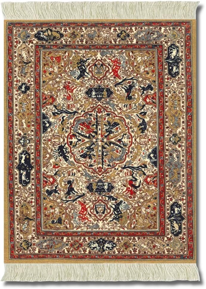 Lextra Dusty-Gold Ancient Oriental MouseRug, 10.25 x 7.125 Inches, Gold, Blue and Ivory, One (APC-1)
