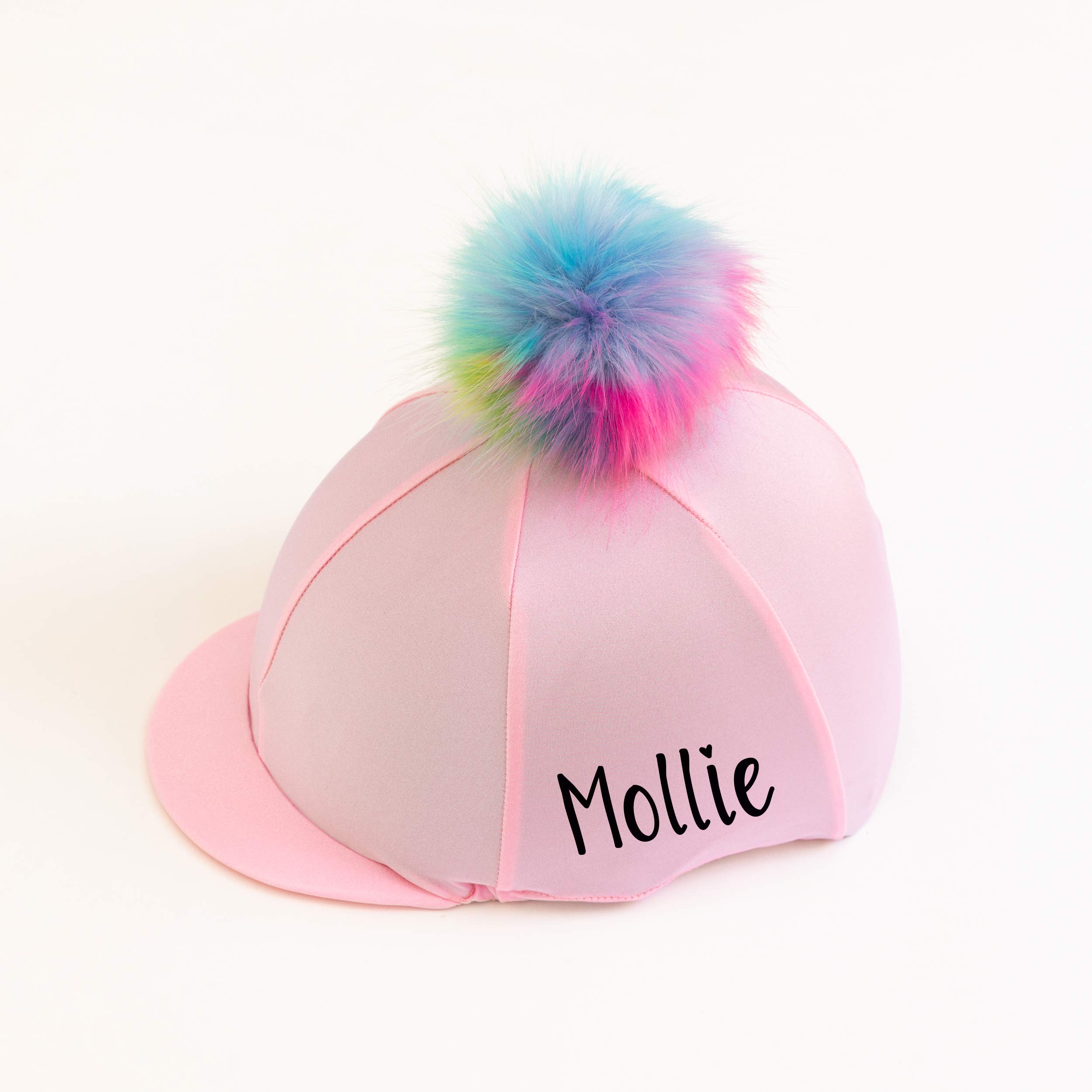 Chapeau d'équitation licorne en soie rose clair