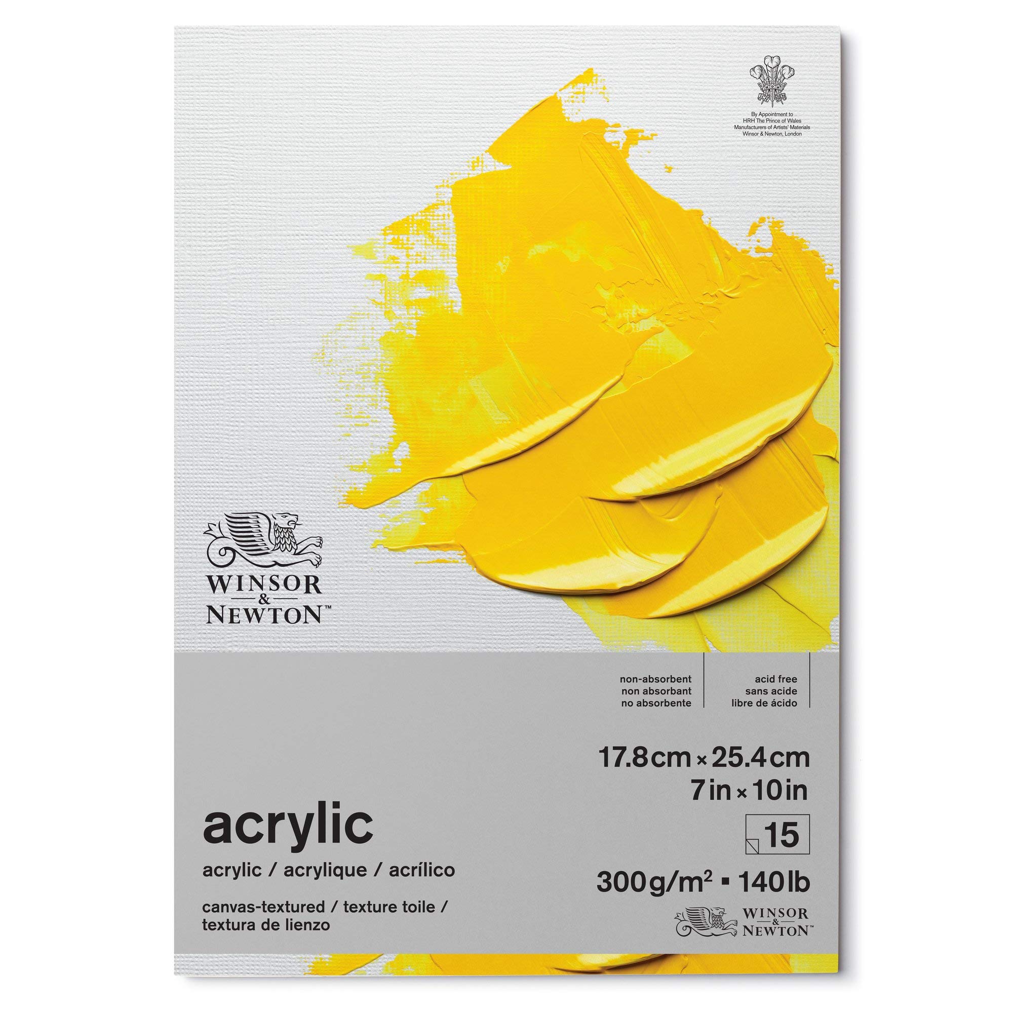 Winsor & Newton 6534001 Acrylic Pad, 15 Sheet,7" x 10", Pack of 6, White
