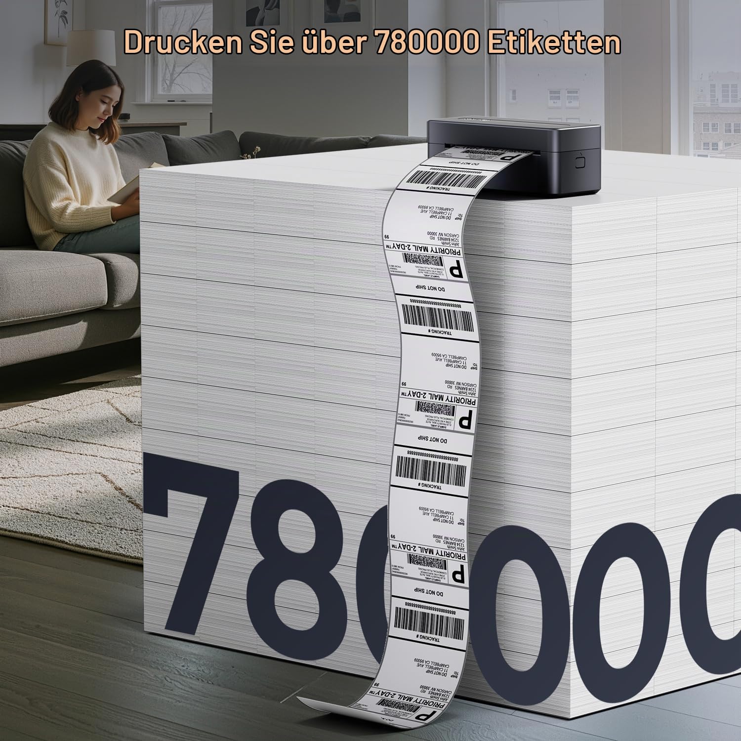 TATTMUSE Versandetiketten Drucker 4x6, DHL Etikettendrucker Bluetooth | Label Printer Unterstützt iOS, Android, Windows und Mac, Thermodrucker Labeldrucker Kompatibel mit Amazon, Vinted, DPD
