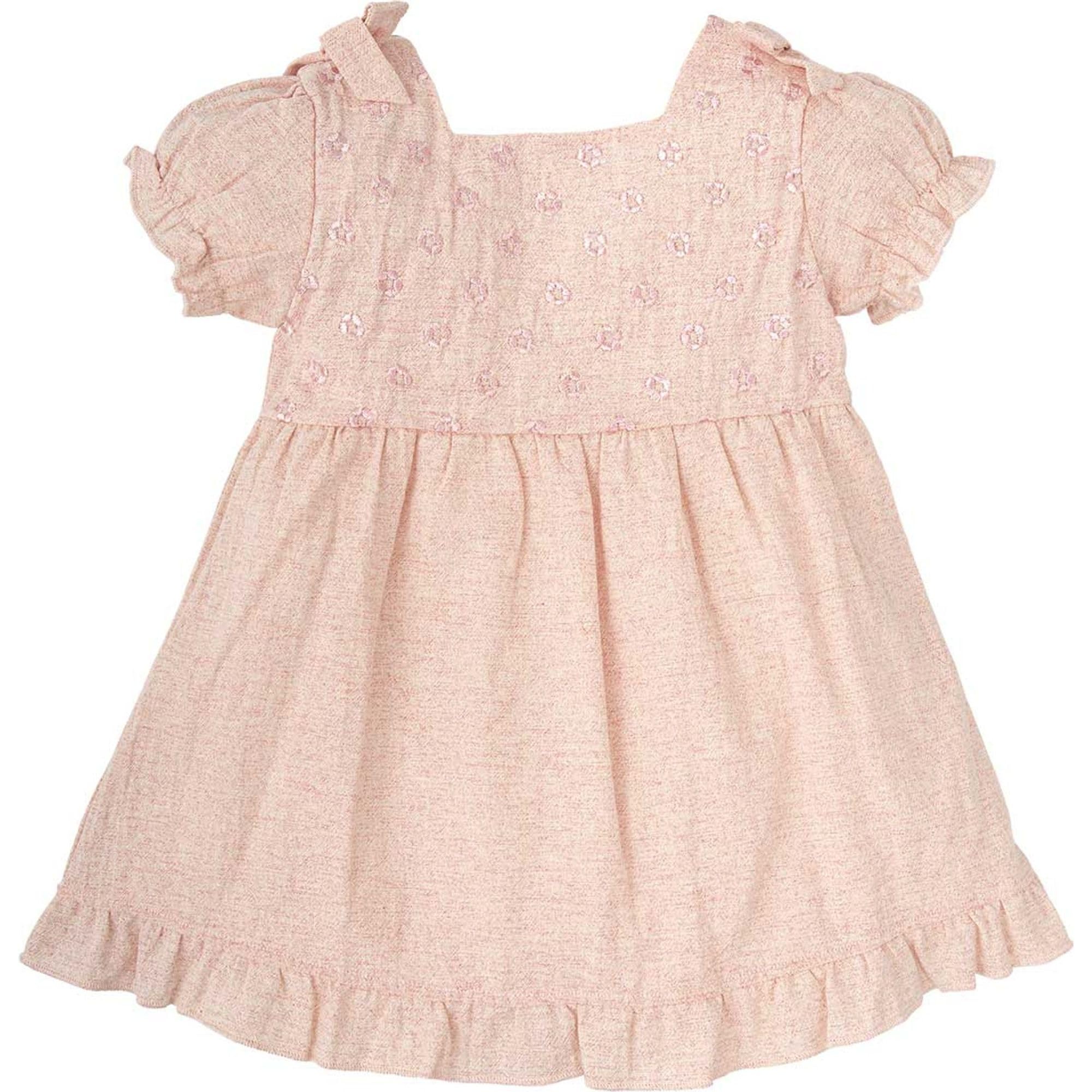 BABIDU Vestido Bebé Niña Verano Algodón 100% con Volantes, Tirantes o Mangas, Cuello Decorativo, Estampados Florales o Plumetti, Diseño Suave, Fresco y Cómodo para Ceremonias, Eventos o Uso Diario