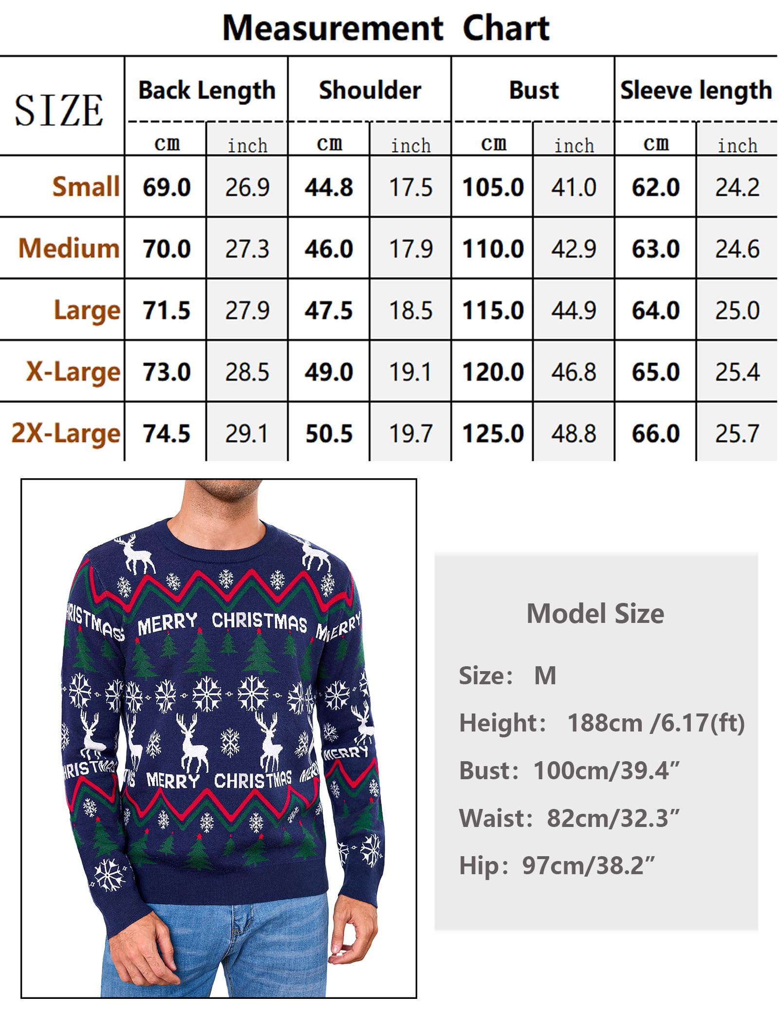 Gyabnw Maglione Natalizio Uomo Girocollo Maniche Lunghe | Pullover caldo in maglia, design natalizio, per inverno, feste, famiglia e tempo libero